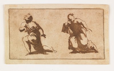 Study of Two Kneeling Male Figures by Francesco Allegrini